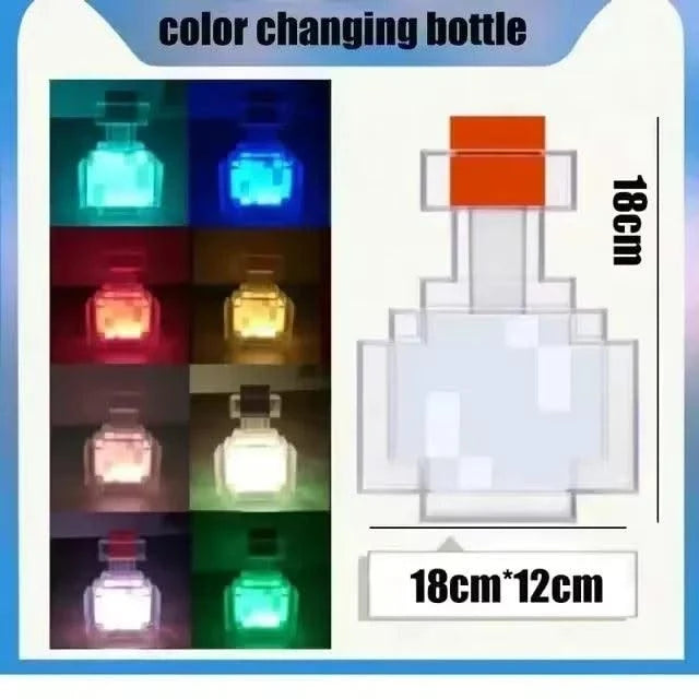 Kids Xmas Gift Table Lamp Living Room Bedroom Decor Brownstone Torch LED Lamp Potion Bottle Light USB Rechargeable Night Light