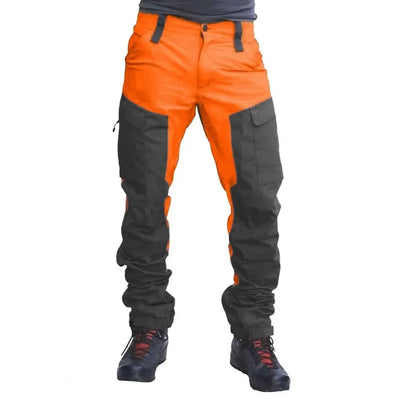Men Outdoor Cargo Pants Multi Pockets Colorblock Men Button-zipper Fly Trousers Working Pants Reparing Mountaineering Pants