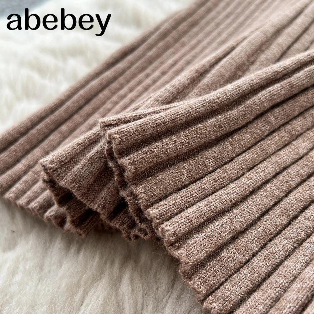 Sweater Knit Dress For Women Vintage Knitting Package Hip Elegant Lady Knitwear Elasticity Women's Autumn Winter Midi Dresses