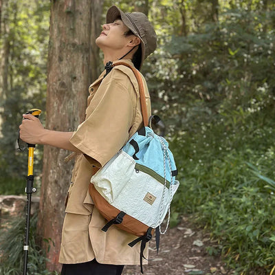 2025 Mountain Style Backpack Couple, Retro Color Block Hiking Bag, Lightweight Large Capacity Daypack for Outdoor