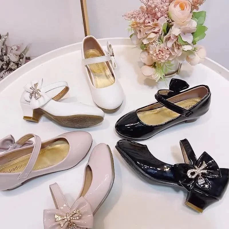 Children's Leather High Heels Shoes | Casual Soft Bottom Footwear Kids