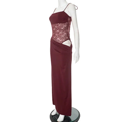 Lace-up Long Dresses For Women Evening Party Clothing Asymmetrical Lace Bodycon Vestidos De Mujer Sleeveless Robe Femme Été