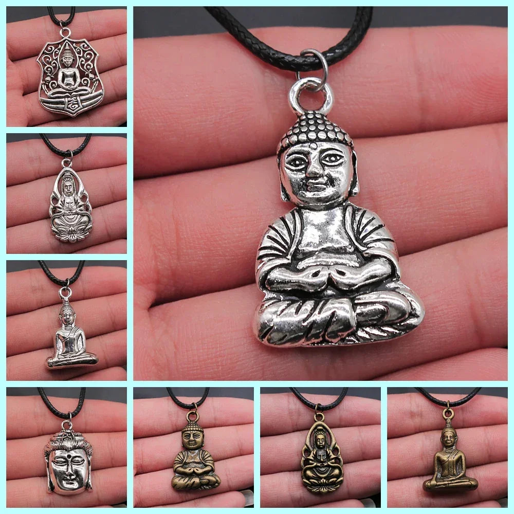 Religious Necklace Buddhist Buddha Statue God Buddha Necklace Charm Buddhist Meditation Hinduism Zazen Necklace