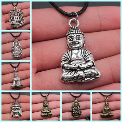 Religious Necklace Buddhist Buddha Statue God Buddha Necklace Charm Buddhist Meditation Hinduism Zazen Necklace