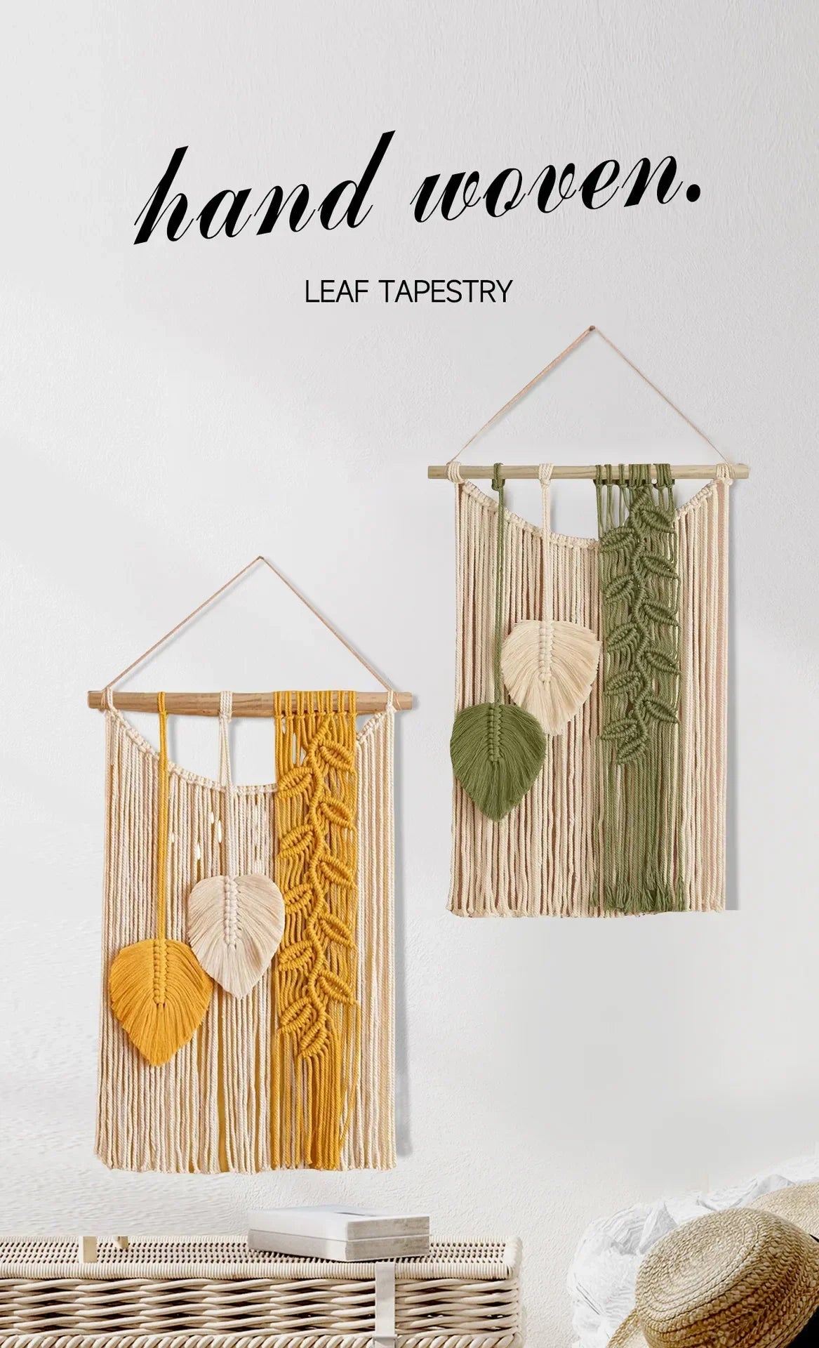 Home Decor Tapestry Handwoven Wall Hanging Living Room Guesthouse Wall Cover Tassel Ornament Craft Weave Stylish Wall Art