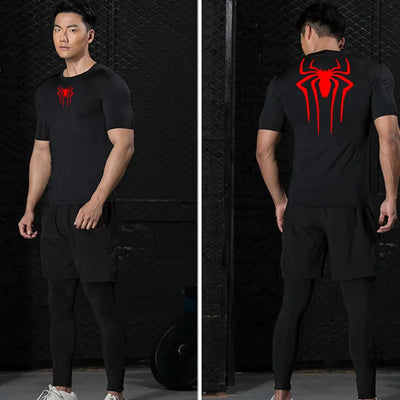 Printed Men's Athletic Compression Shirts Athletic Quick Dry Breathable Rash Guard Athletic Tight Workout Tops Summer Men