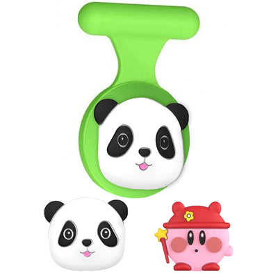 Panda-shaped silicone baby rattle with AirTag holder for kids