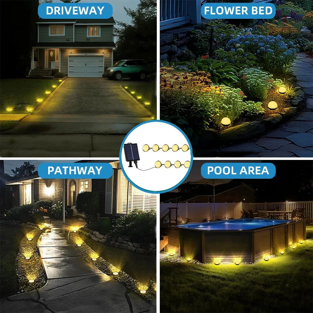 Solar Outdoor Landscape Lighting 25 LED 10M Pathway Lights with Remote for Patio Pathway Lawn Yard Driveway Walkway Driveway