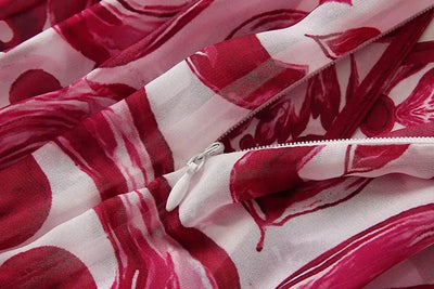 Seifrmann Spring Autumn Designer Women's V-neck Flying sleeve Lace up Print Loose Holiday robe Dresses