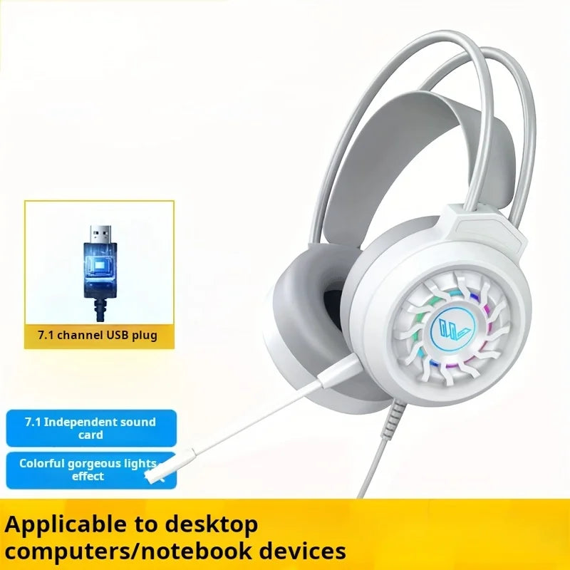 Gaming Headset Wired 7.1 Channel Noise Cancelling Multifunctional Surround Sound Headphone Over-Ear For Computer Laptop USB