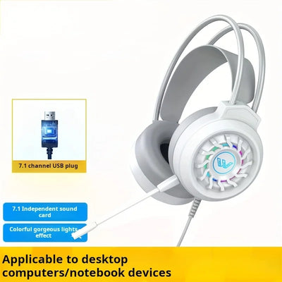 Gaming Headset Wired 7.1 Channel Noise Cancelling Multifunctional Surround Sound Headphone Over-Ear For Computer Laptop USB