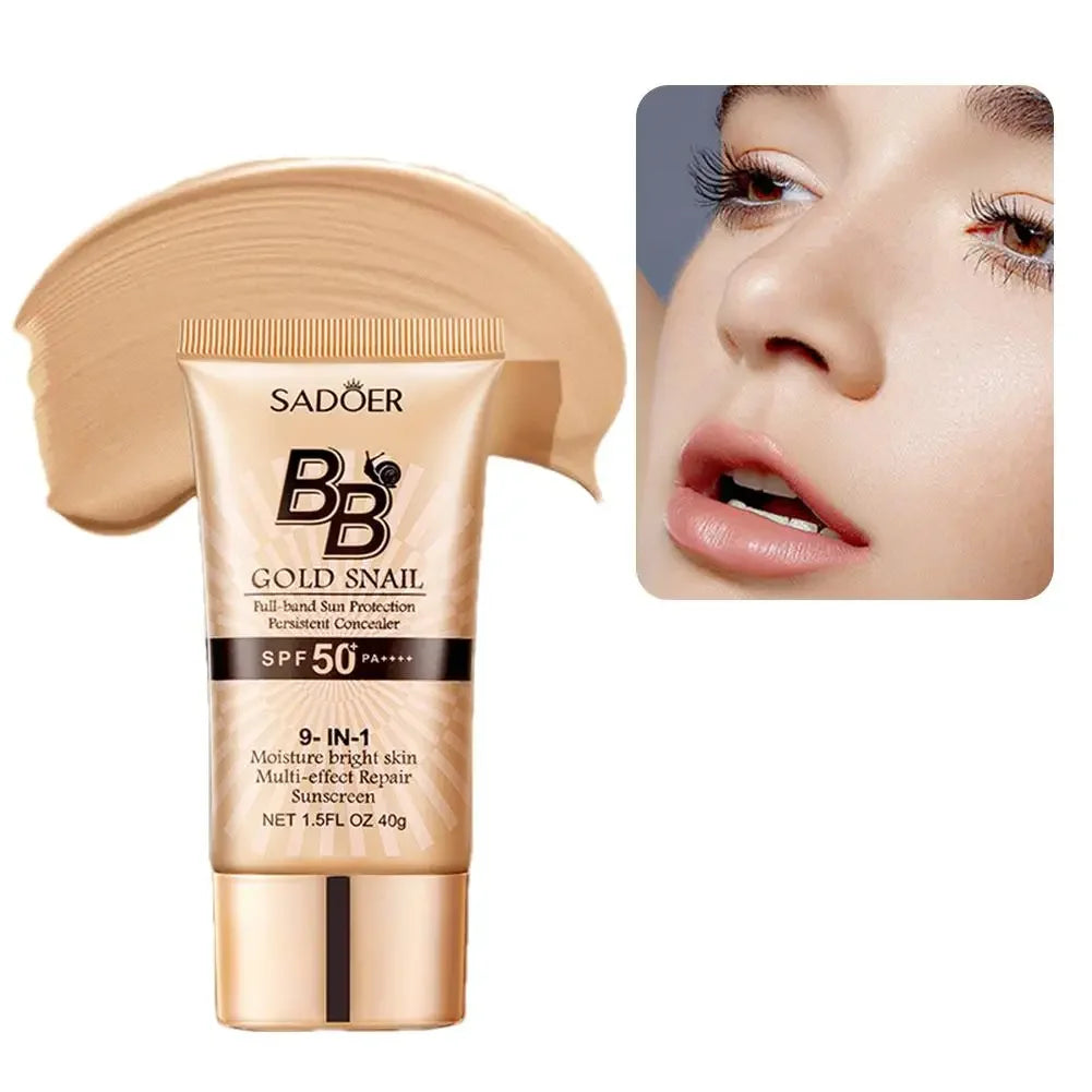 40g Gold Snail Sunscreen BB Cream Protector Facial Sun Block SPF50 BB Cream Isolation Lotion Concealer Facial Moisturizer