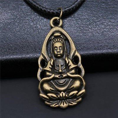 Religious Necklace Buddhist Buddha Statue God Buddha Necklace Charm Buddhist Meditation Hinduism Zazen Necklace