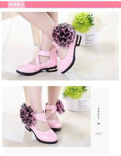 Light Heel Princess Flower Leather Shoes| Kids Girls Fashion Shoes | Children's Shoes |Party | Dress | Wedding | Dance