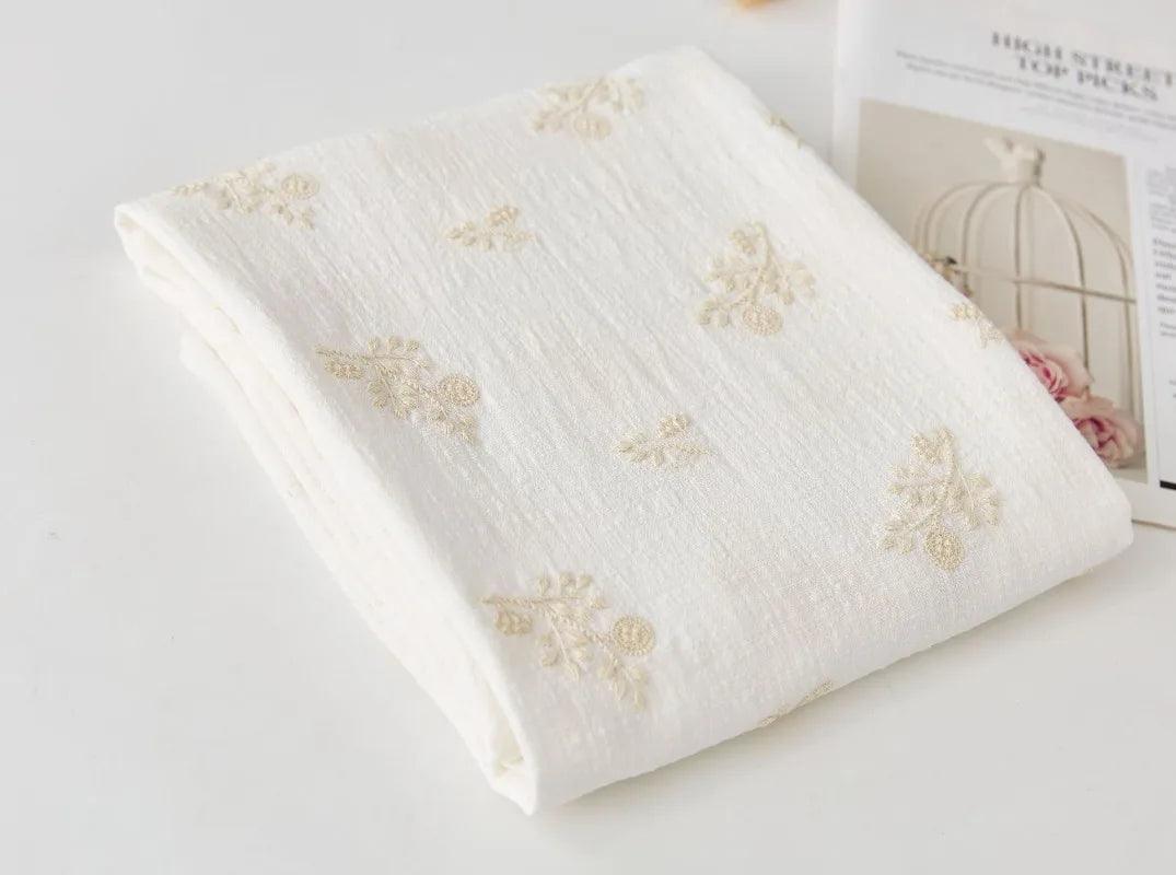 140x50cm embroidered slub cotton linen fabric clothing sewing diy women’s dress forest flower cloth