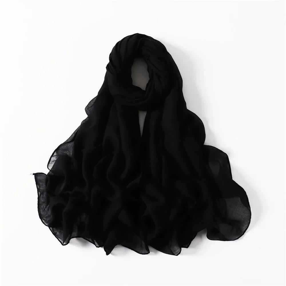 New Cotton Linen Scarf For Women Girls Students Autumn Classic Solid Color Scarves Retro Soft Foulard Viscose Female Wrap Shawls