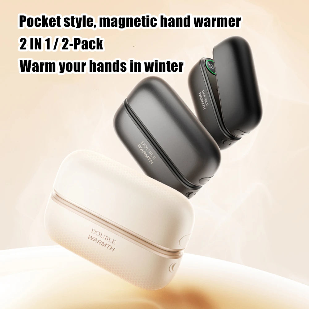 Hand Warmers Rechargeable 2 Pack Magnetic Electric Hand Warmer With Digital Display Portable Pocket Heater Warm Gift For Outdoor