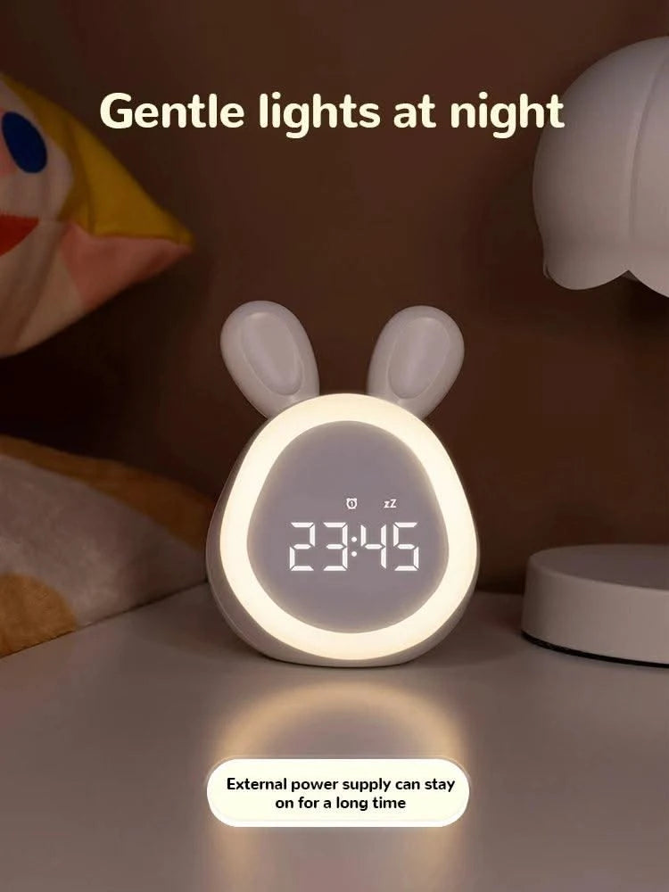 Kids Cute Rabbit Alarm Clock With Night Light Stepless Dimming Led Digital Alarm Clock For Boys Girls