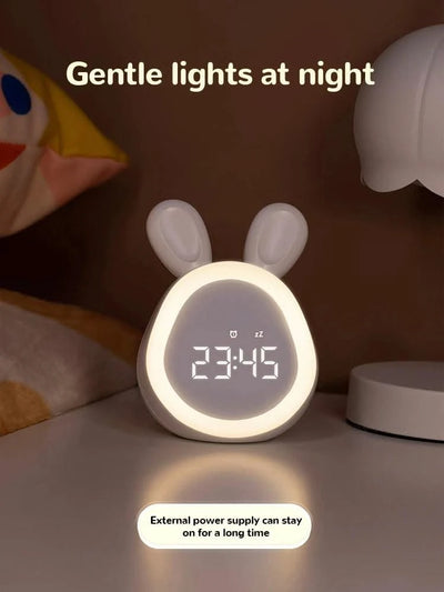 Kids Cute Rabbit Alarm Clock With Night Light Stepless Dimming Led Digital Alarm Clock For Boys Girls