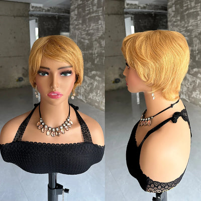 Short Human Hair Wigs Pixie Cut Straight perruque bresillienne for Black Women Full Machine Made Wigs With Bangs Cheap Wig