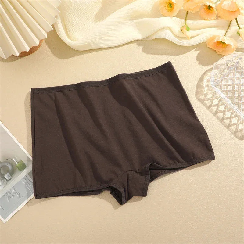 4PCS Women's Panties Cotton Seamless Sports Boxers Underwear Female Solid Color Briefs Cozy Lingerie Intimate Underpants XS-XL