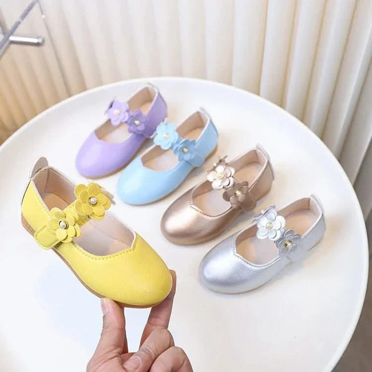 Spring Autumn Little Girls Ballet Shoes Sweet Chic Kids Fashion Princess Leather Shoes Causal Versatile Children's Flats Soft