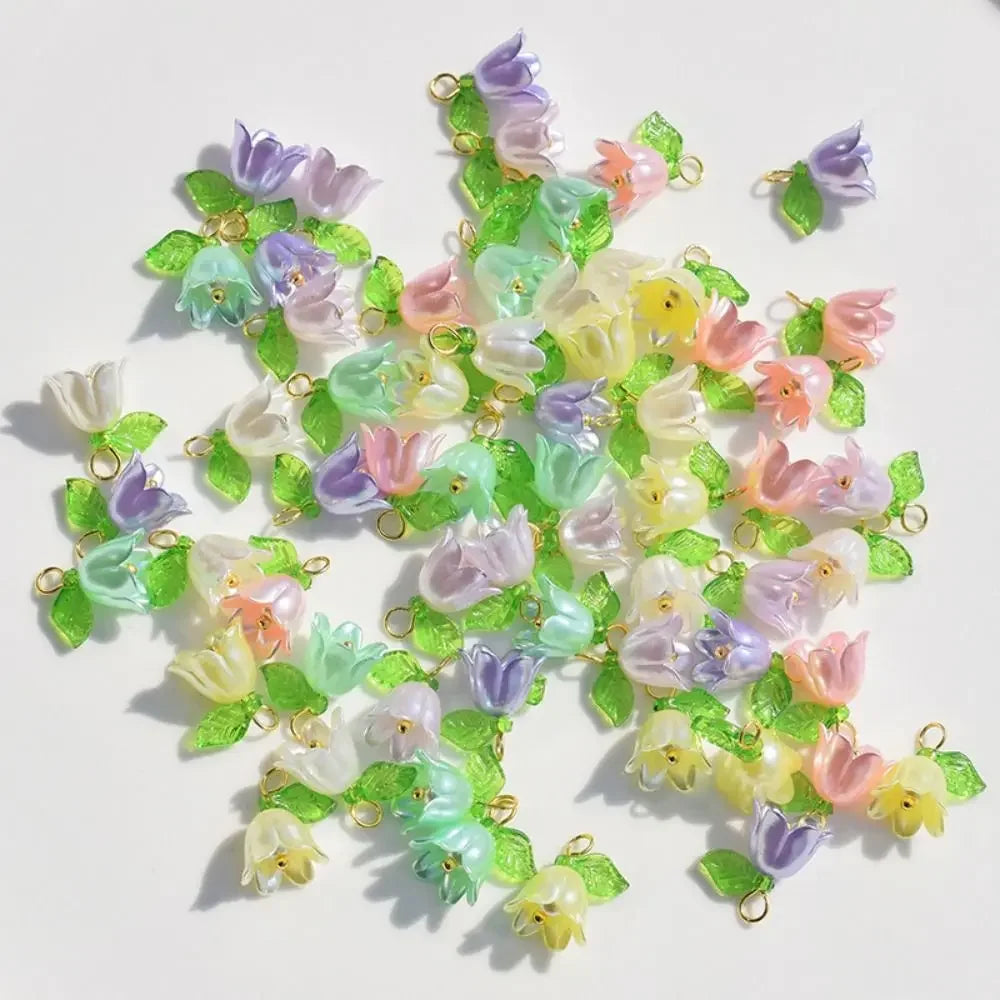Hairpin Jewelry Making For DIY Bracelet Making Kit DIY Crafts Loose Beads Bell Orchid Beads Lampwork Beads Flora Leaves Beads