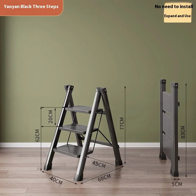 3 Step Folding MultiFunctional Ladder Household Folding and Retractable Zigzag Ladder Indoor Climbing Ladder Thickened Staircase