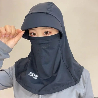 New sunscreen hat for women in summer, neck protection, face protection, cycling, sun hat, UV protection, face mask integrated