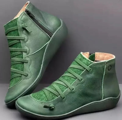 Snow Boots  Women Winter Genuine Leather Ankle Spring Flat Shoes Woman Short Vintage Boots with Fur 2024 for Women Lace Up Boots