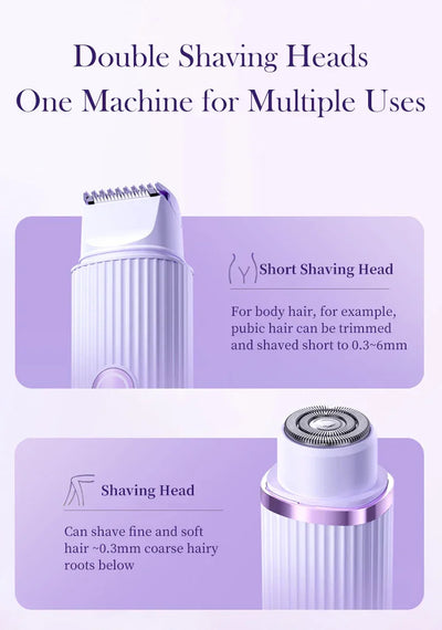 Electric Razors for Women 2in1 Bikini Trimmer Facial Mustache Shavers for Ladies Body Underarms Legs Portable Painless Epilator