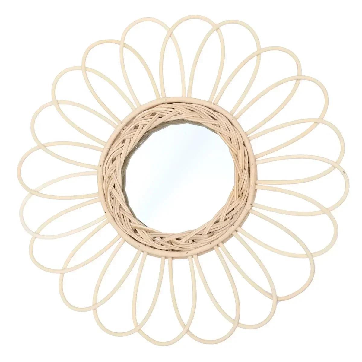Rattan woven mirror cane art wall hanging decor for home hotel photography props gift friends design simple large