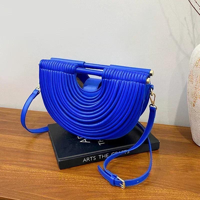 Handbags for women 2025 new gold luxury designer brand handwoven noodle bags rope knotted pulled half moon silver