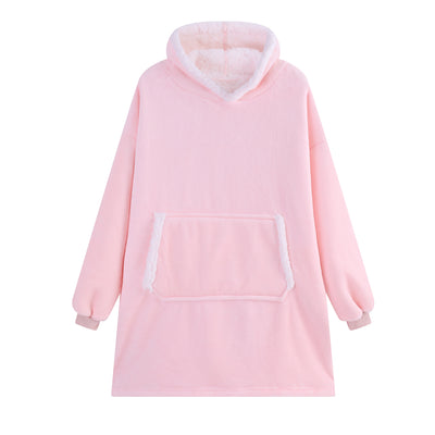 Winter Blanket Hoodie Women Soft Warm Thicken Sweatshirt Fleece Giant TV Blanket With Sleeves Pullover Wearable Blankets