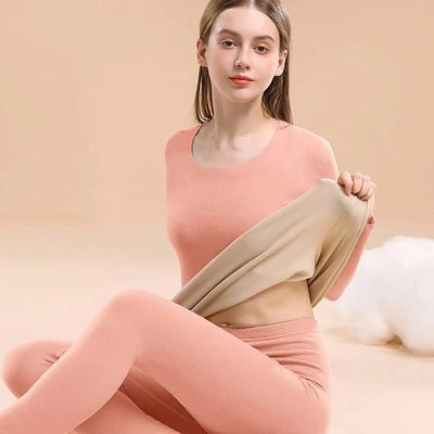Women's Thermal Underwear Set First Base Layer Long Johns Fleece Lined Undershirt For Winter Cold Weather Thermal Clothing