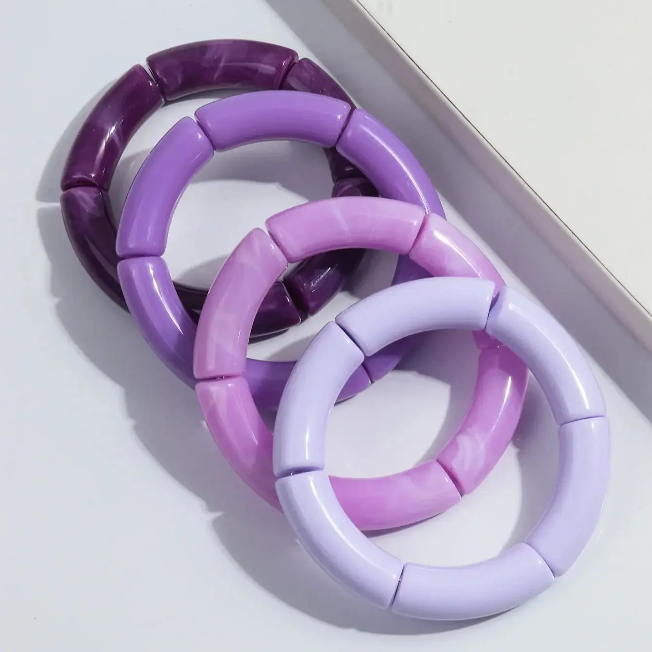 4 pieces/set Acrylic Colorful Brown Bamboo Chunky Bangles Set for Women Resin Statement Bracelet Bangle 2025 Jewelry Gifts