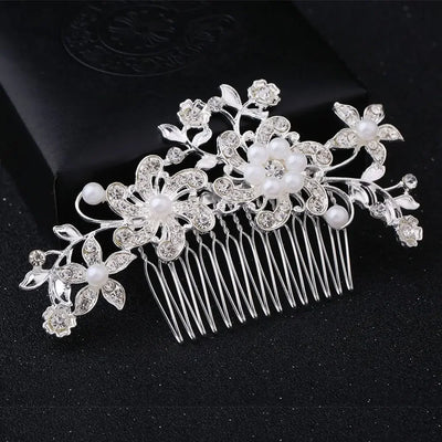 Elegant Floral Wedding Hair Accessories Women Flower Pearl Hair Comb Hairclip Diamond Hairpin Fashion Jewelry