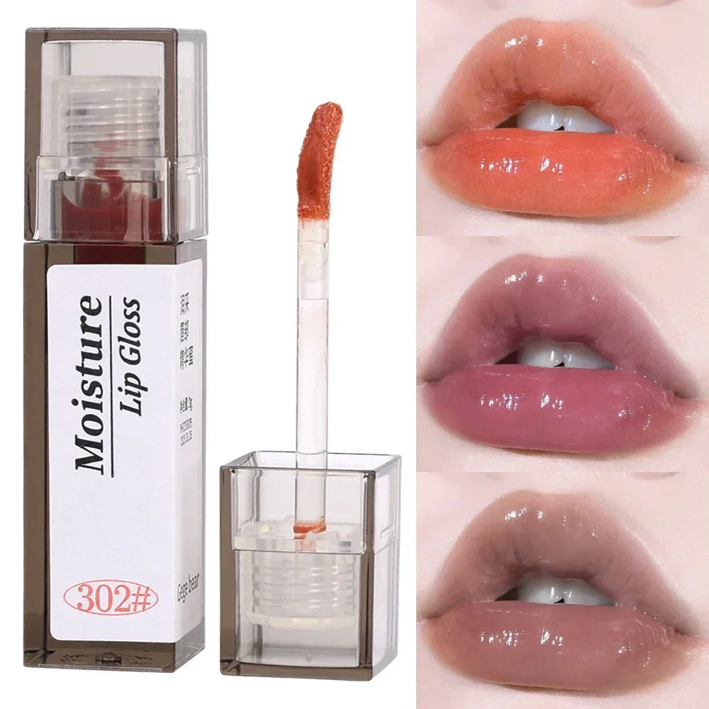 Nude Grey Mirror Jelly Lip Gloss Water Light Gloss Moisturizing Non-stick Cup Stain Lip Glaze Waterproof Lasting Makeup Cosmetic