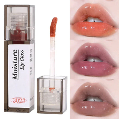 Nude Grey Mirror Jelly Lip Gloss Water Light Gloss Moisturizing Non-stick Cup Stain Lip Glaze Waterproof Lasting Makeup Cosmetic