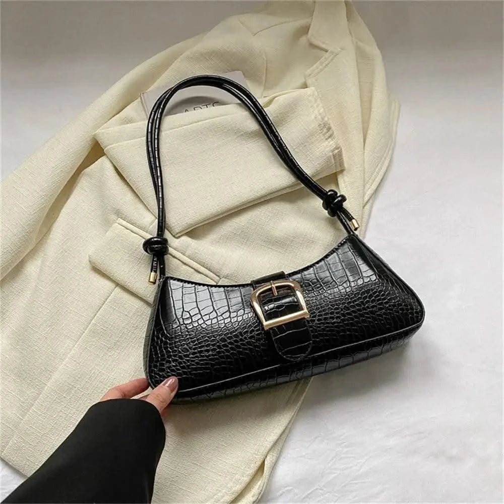 Women Stylish PU Leather Sling Bag Solid Colour Zipper