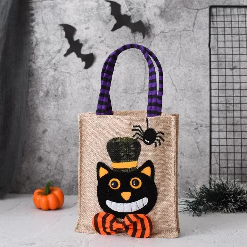 Halloween Decorations Party Gift Basket Pumpkin Ghost Felt Linen Candy Basket Bag for Kids Child