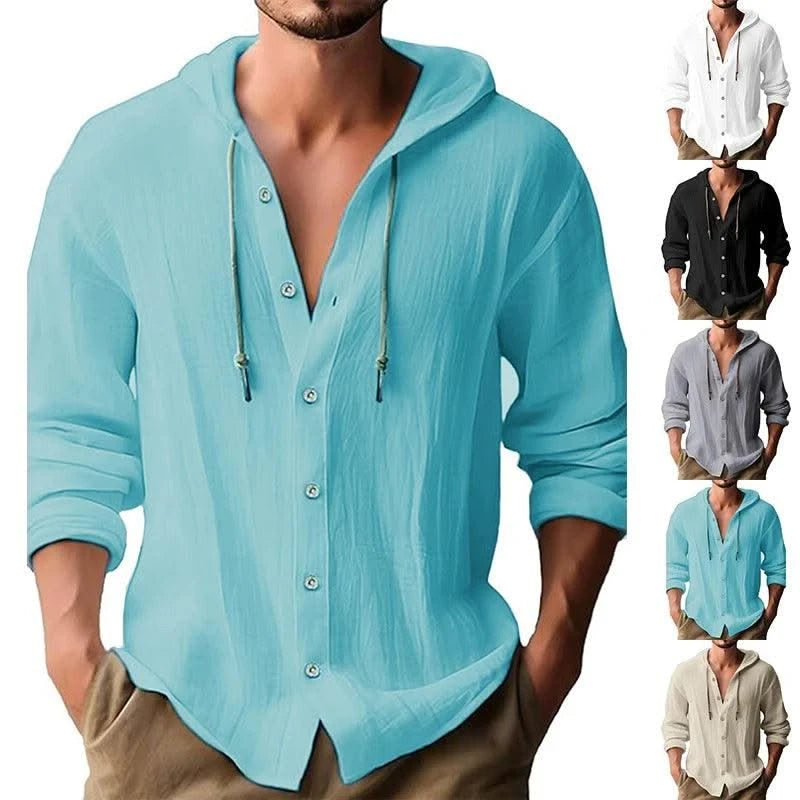 Men's Linen Shirt Solid Streetwear