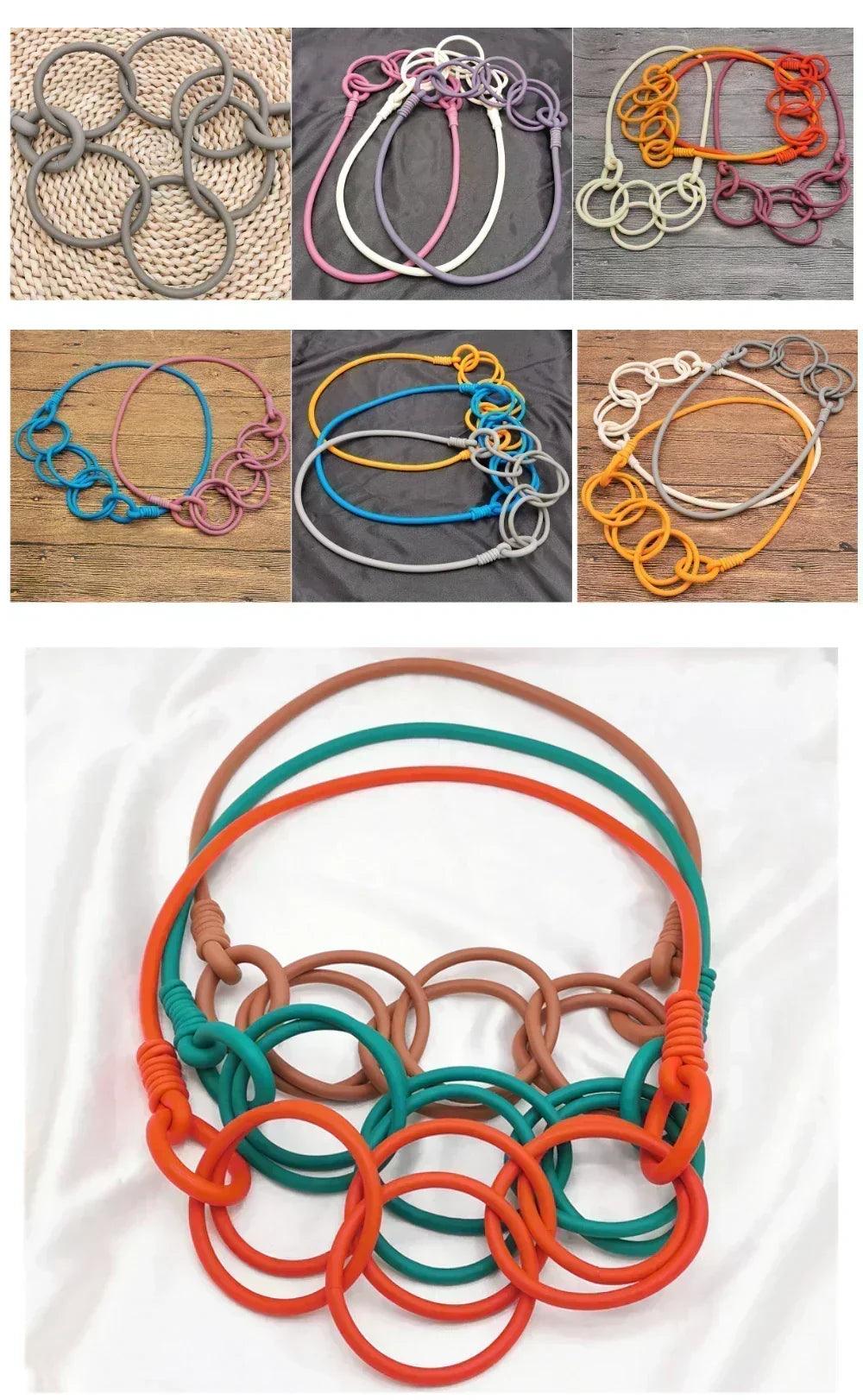 Barwodo new rubber chain necklace for women simple handmade elasticity jewelry sweater chains party accessories luxury