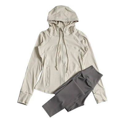 Sports tops for women with hooded cardigan