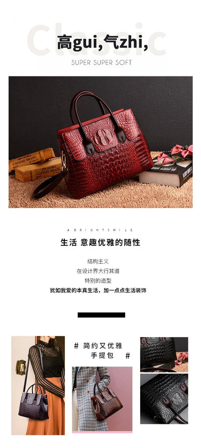 Vintage Fashion Crocodile Genuine Leather Luxury Ladies Handbags Women Bags Designer Woman Shoulder Bag Female Bolsas Feminina