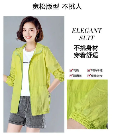 2025 New Fashion Summer Sun Protection Clothing Women Hooded Short Breathable Loose Print Thin Casual Sun Jackets Female Coats