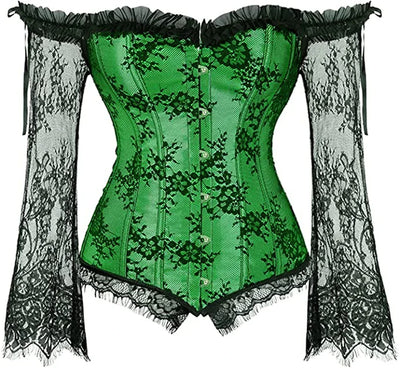 Women's Corset Gothic Style Corsets Lace-up Bustier with Sleeves Breathable Bodyshaper Corsetto Medieval Dance Party Costumes