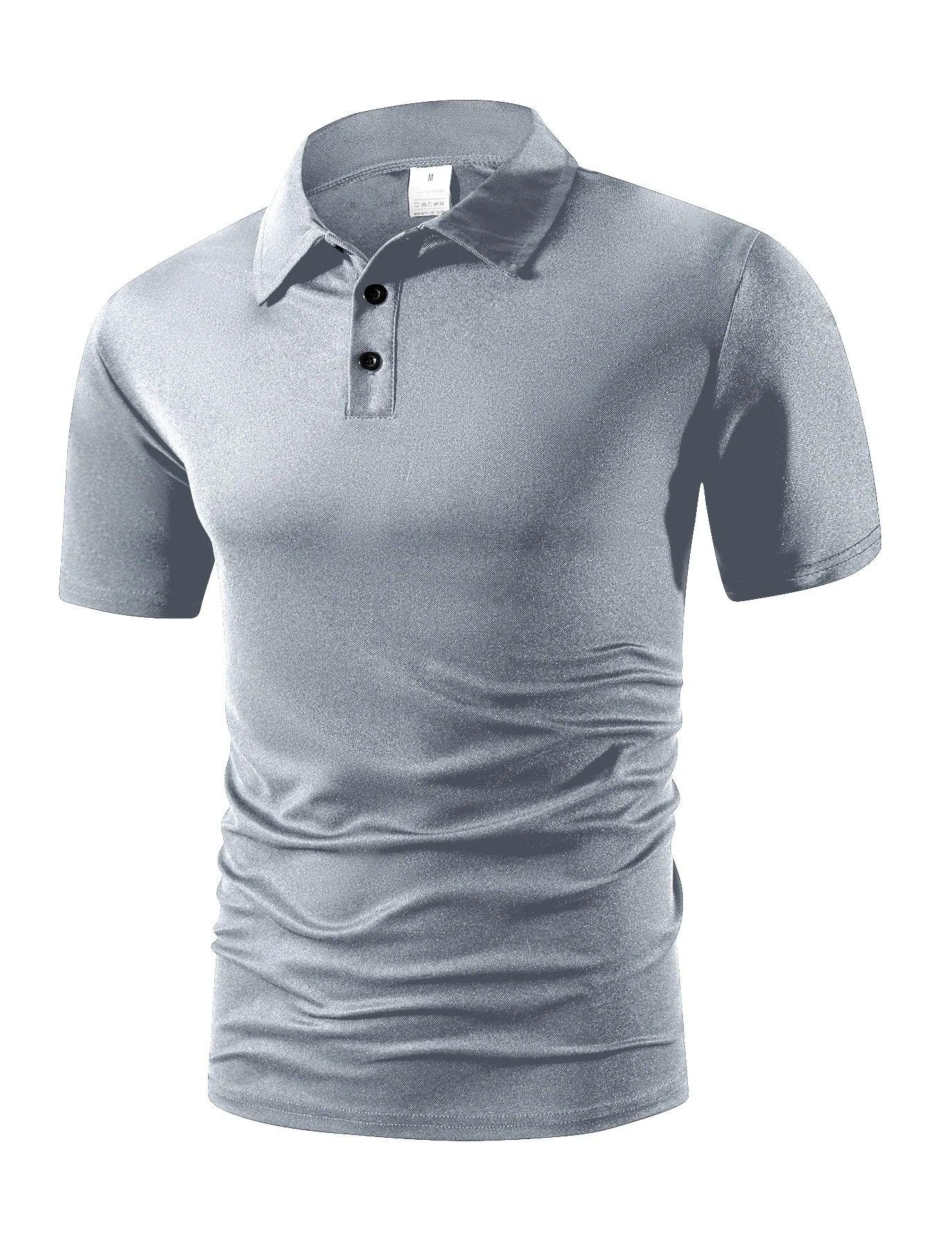 New Men's Short Sleeve Polo Shirts  Summer Trendy Breathable Loose Solid Color Slim Fit Casual T-shirt Basic Top Men Golf Shirts