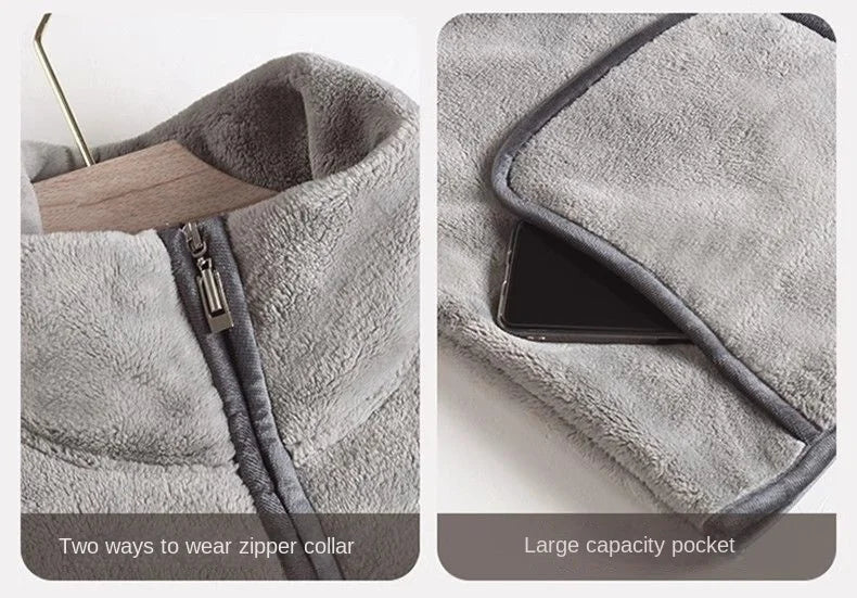 Men's Plush Fleece Pajamas Set Winter Warm Flannel Sleepwear