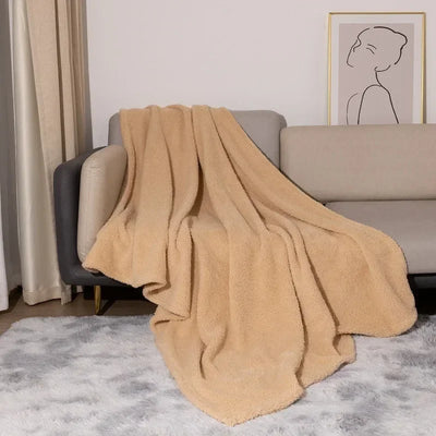 Fleece Stitch Blanket Plain Warm Sofa Throw Blankets Office Nap Blanket Air Conditioning Solid Color Blankets Home Decor Mantas